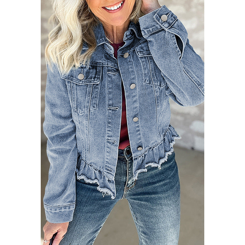 Denim Jackets - Solid Color Single Row Multi-buckle Jacket