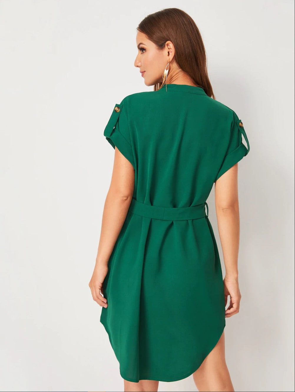 Belted Dresses - Women's Fashion Bowknot Short Sleeve Dress