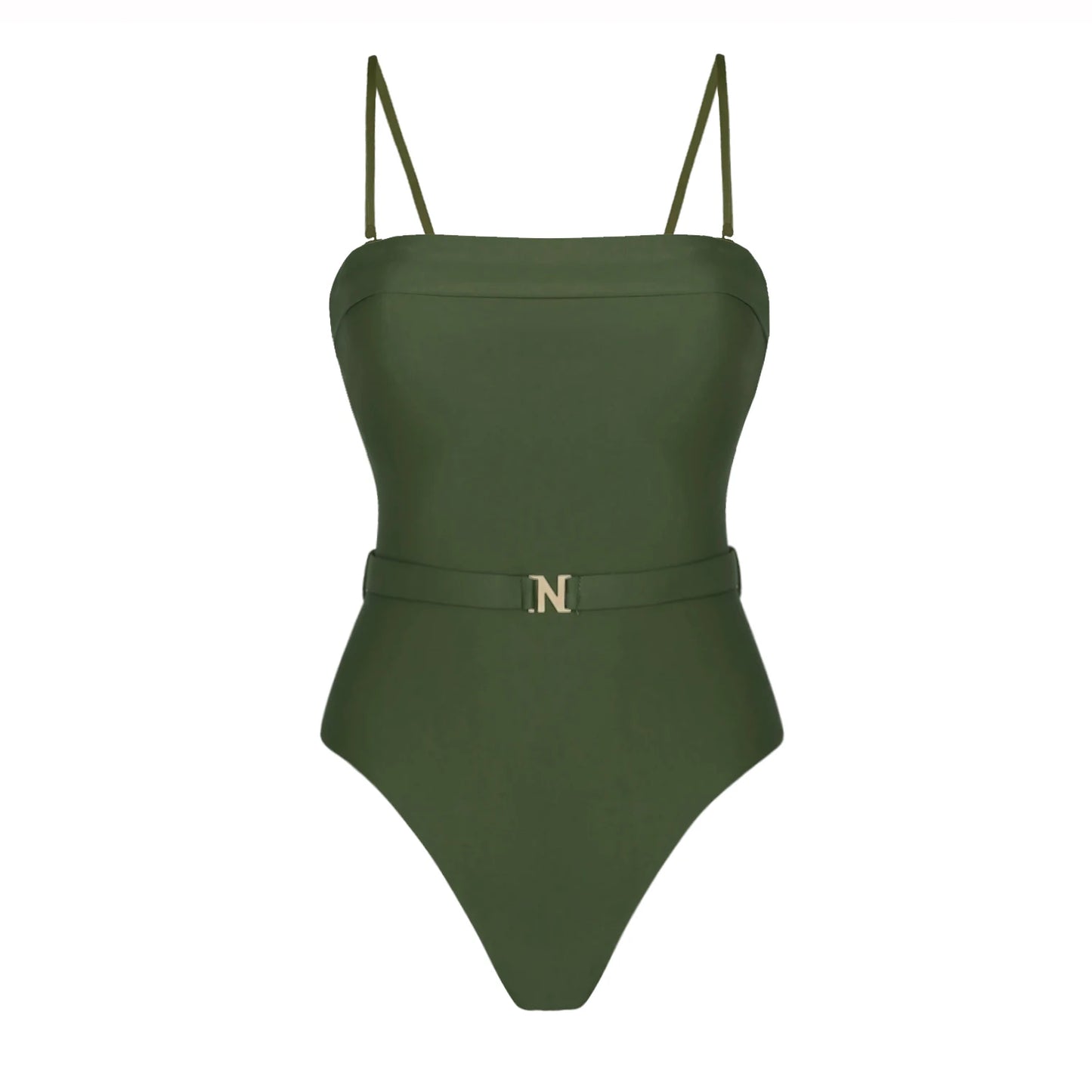 One Piece Swimsuit - Elegant One-Piece Swimsuit with Belt Detail for Chic Beachwear