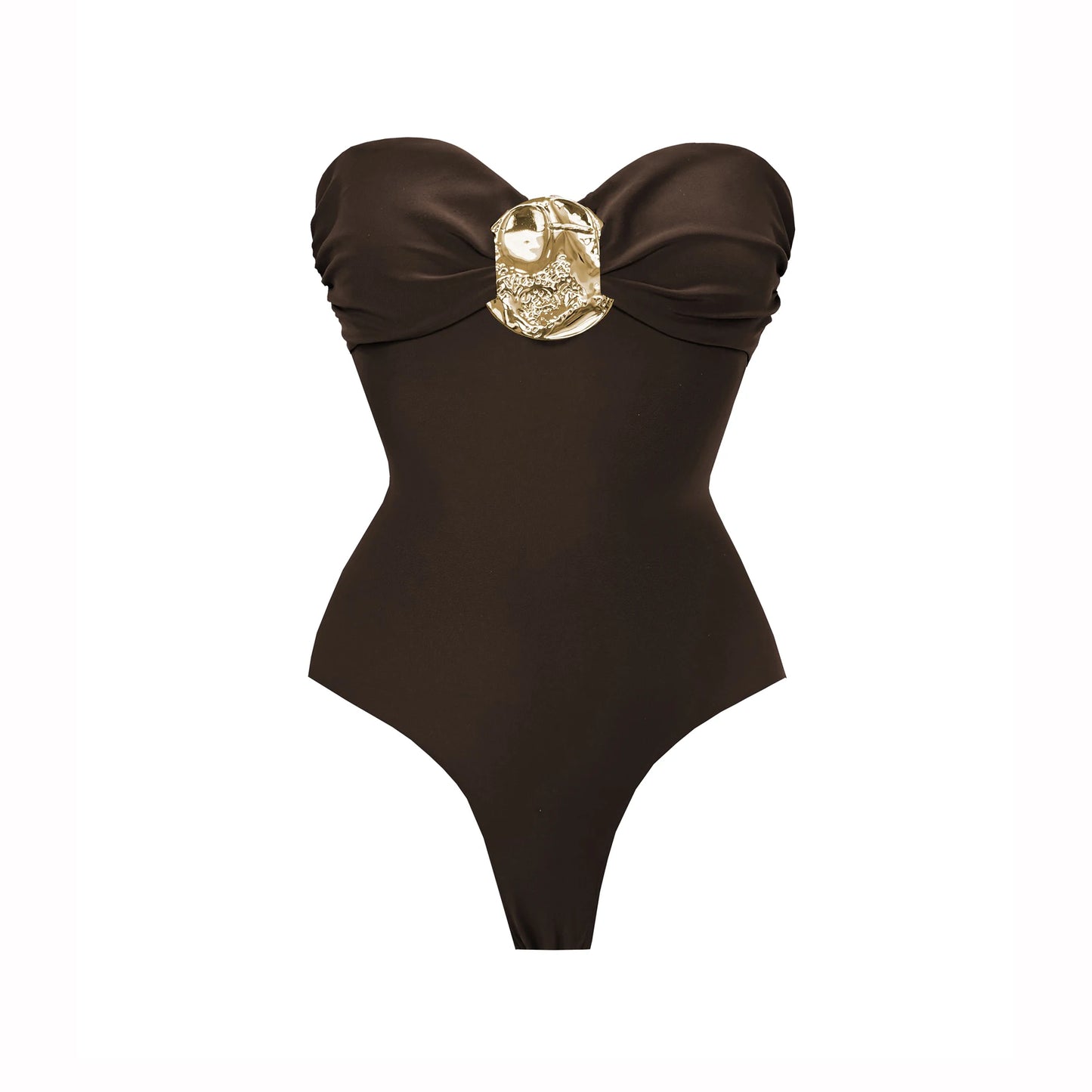 One Piece Swimsuit - Elegant One-Piece Swimsuit with Belt Detail for Chic Beachwear