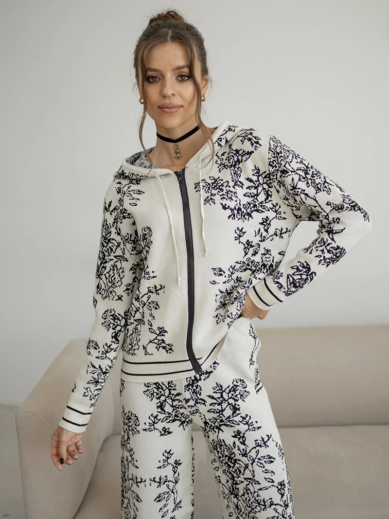 Outfit Sets - Iconic Vines Print Hoodies & Pants Matching Outfits Set