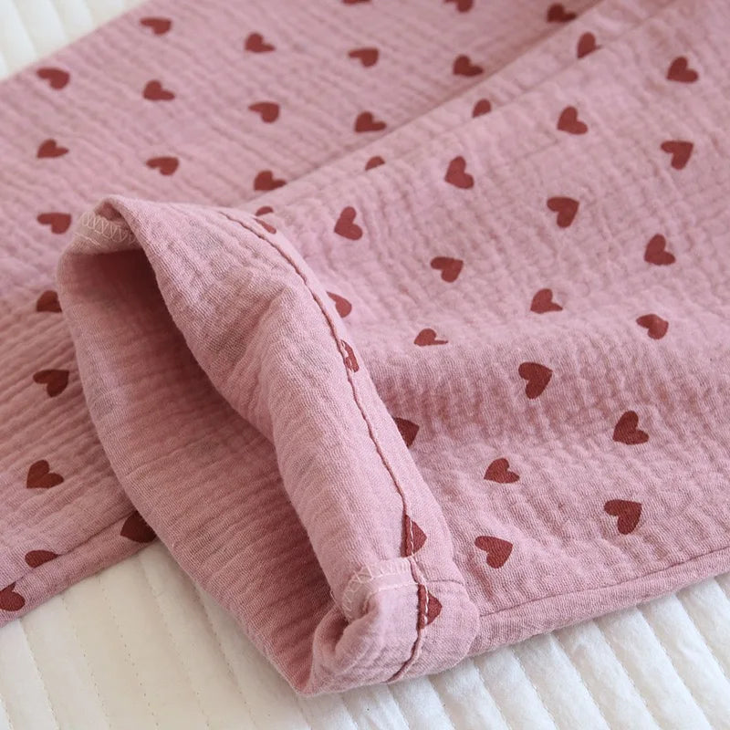 Pajamas - Cotton Hypoallergenic Pajama Pants with Heart Prints for Women