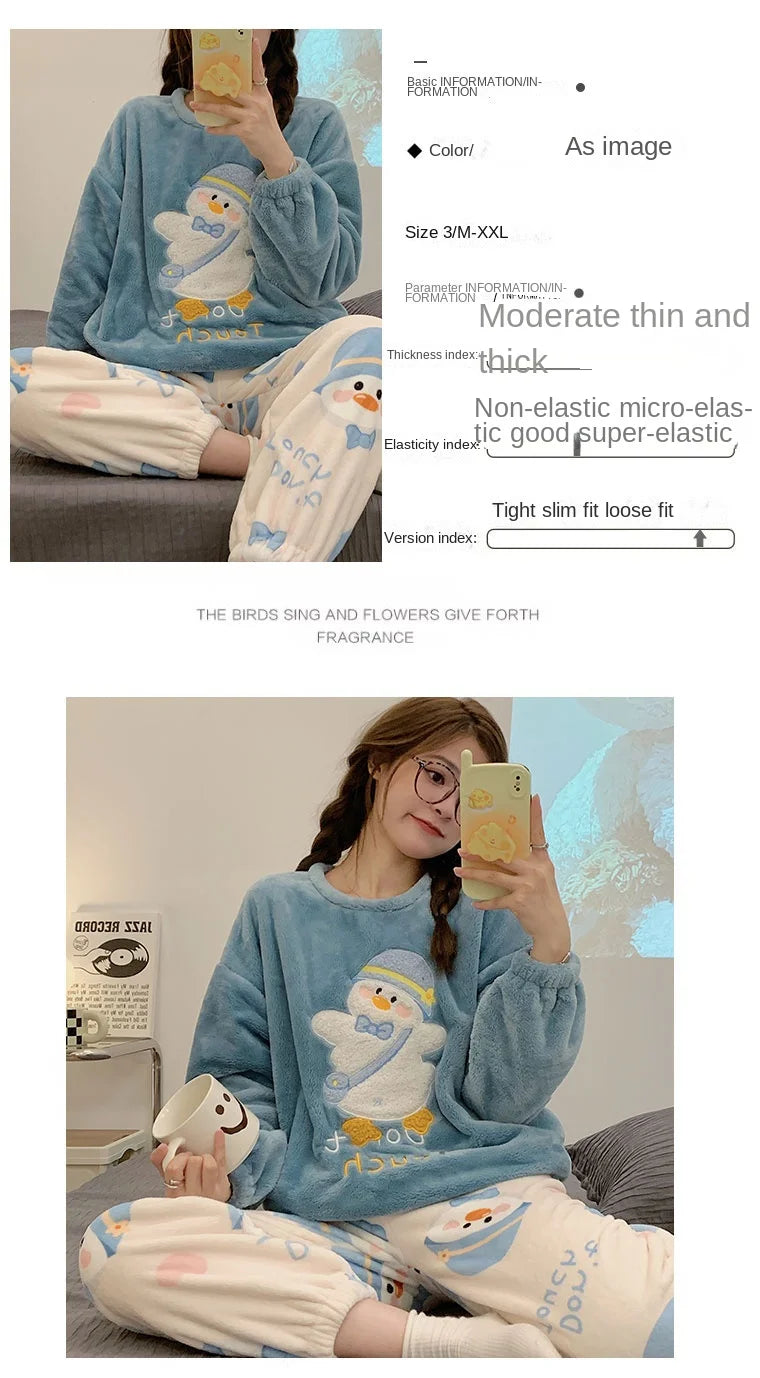 Pajamas Set - Fleece 2-Piece Pajama Set Winter Nights Sleepwear