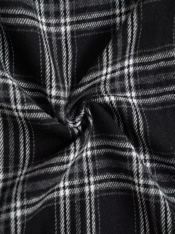 Pants - Casual Lounge Wide-Leg Pants in Plaid for Women