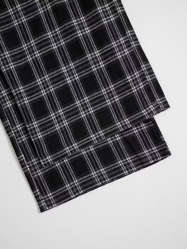 Pants - Casual Lounge Wide-Leg Pants in Plaid for Women