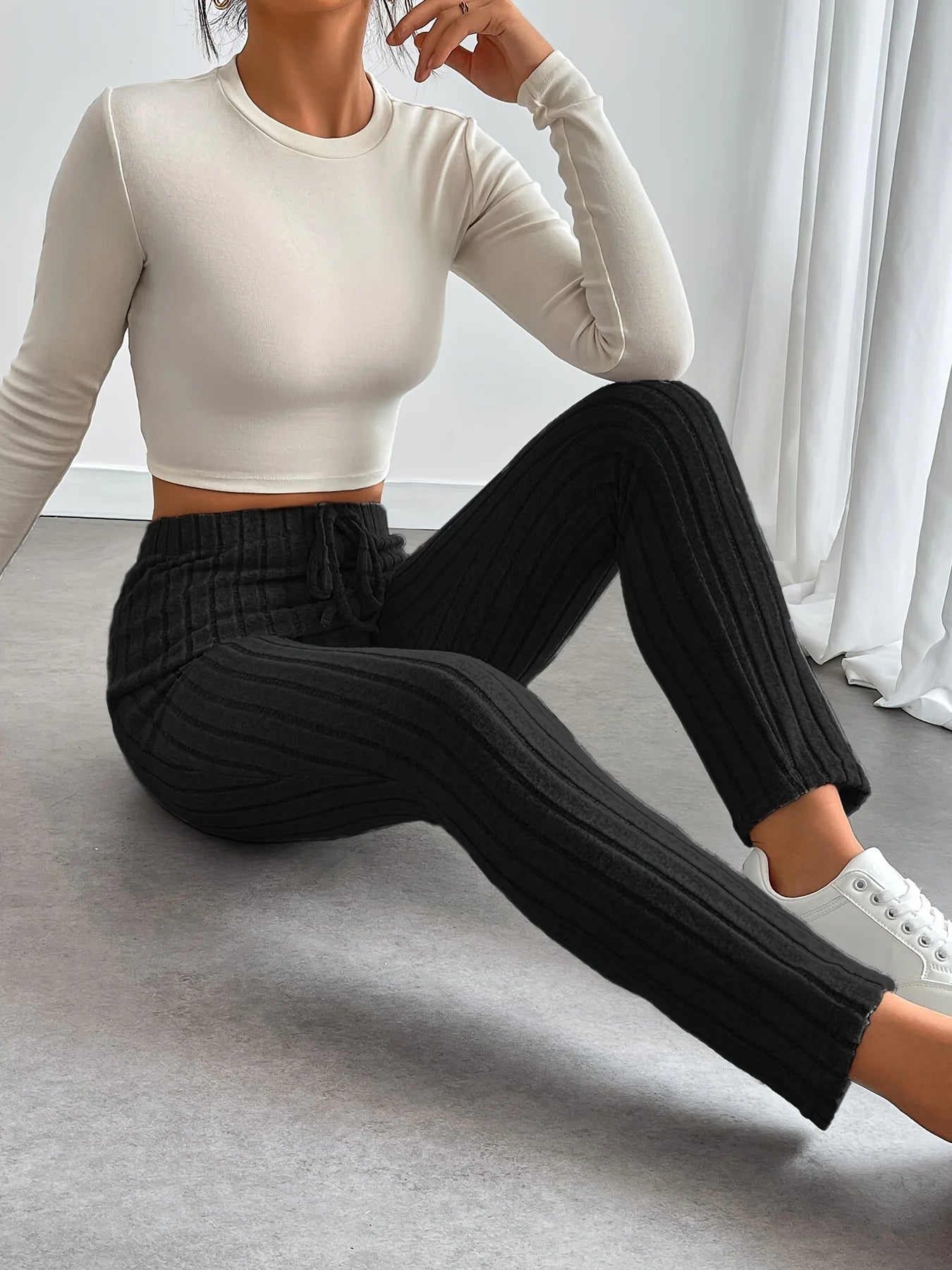 Pants - Women's Ribbed Lounge Pants - Versatile & Comfy