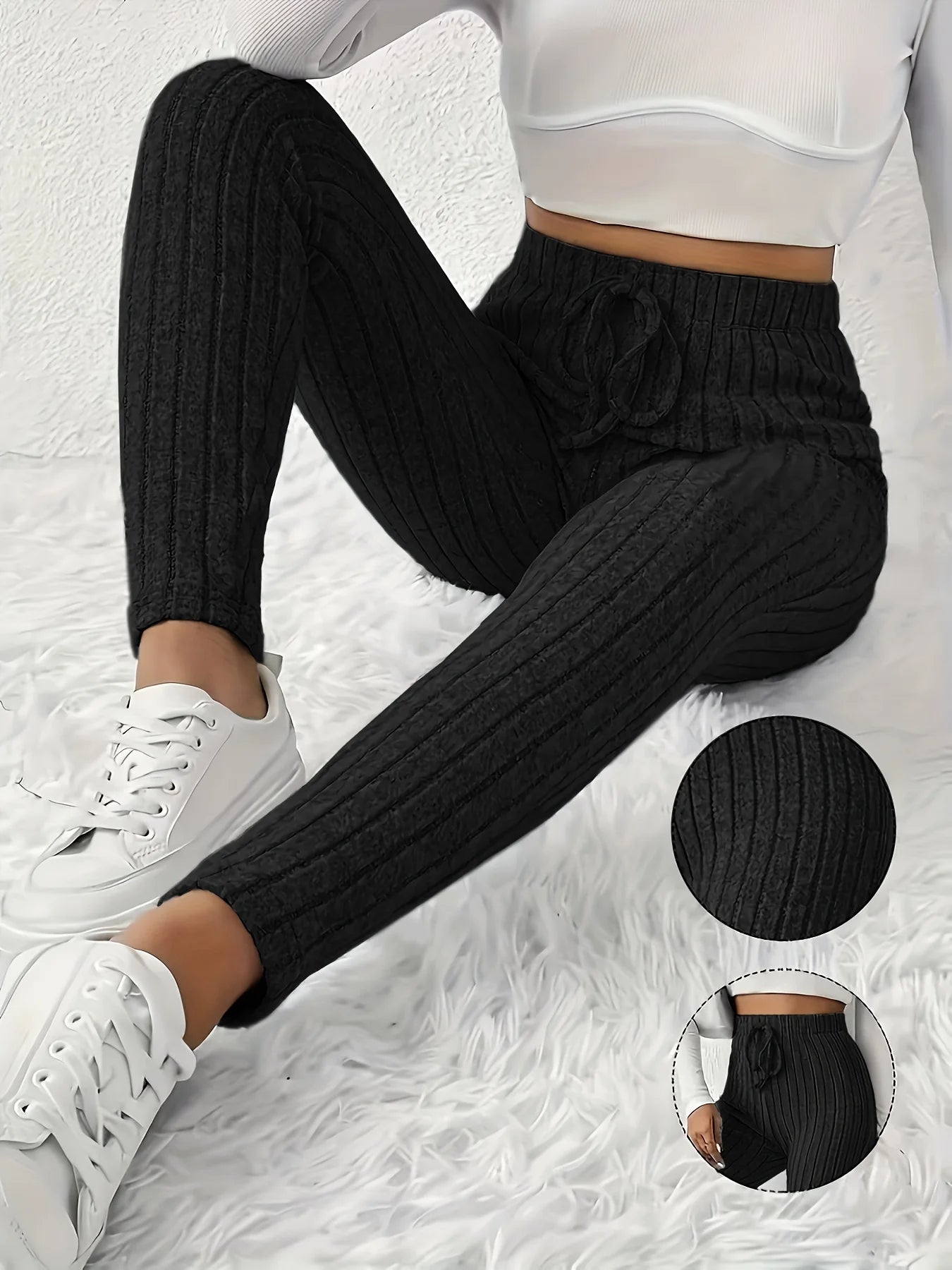 Pants - Women's Ribbed Lounge Pants - Versatile & Comfy