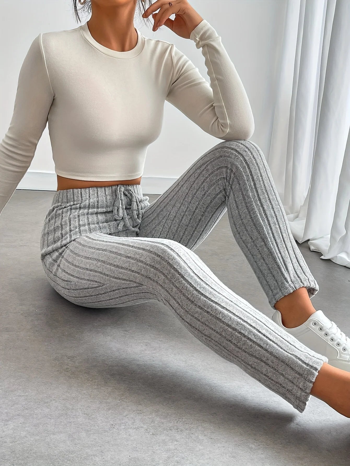 Pants - Women's Ribbed Lounge Pants - Versatile & Comfy