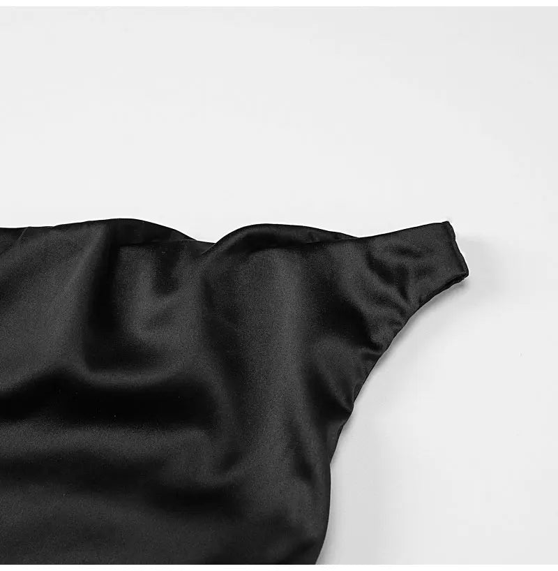 Party Dresses- Satin Mini Dress with One-Shoulder Design for Evening Cocktails- - Pekosa Women Fashion