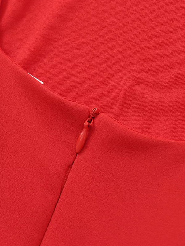 Party Dresses - Elegant Sparkle Mini Dress with Satin Flounce Hem