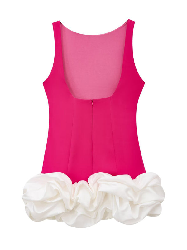 Party Dresses - Red Flounce Accented Black Party Dress