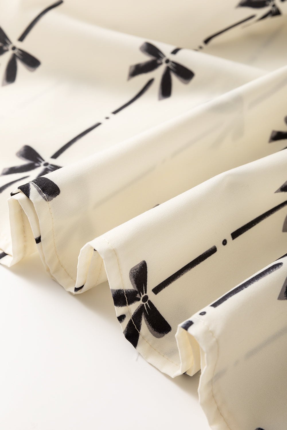 Plus Size Blouses & Shirts - Women's Casual Bow Print Blouse with Ruffle Accents