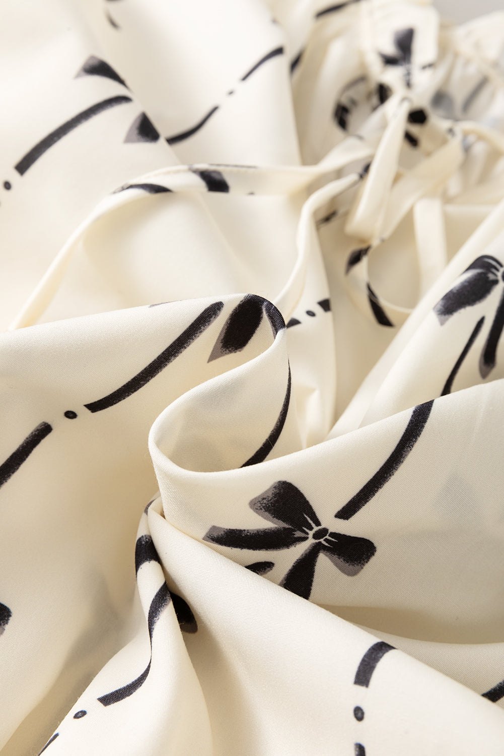 Plus Size Blouses & Shirts - Women's Casual Bow Print Blouse with Ruffle Accents