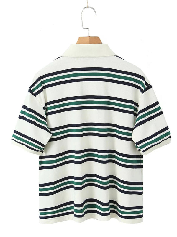 Polos - Casual Striped Polo Shirt for Women