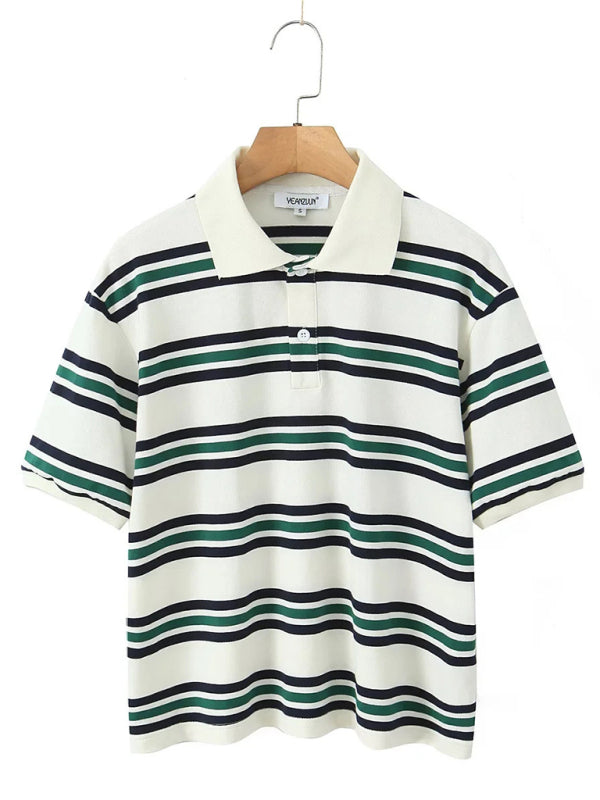 Polos - Casual Striped Polo Shirt for Women