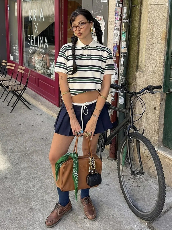 Polos - Casual Striped Polo Shirt for Women