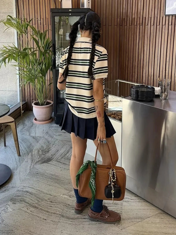 Polos - Casual Striped Polo Shirt for Women