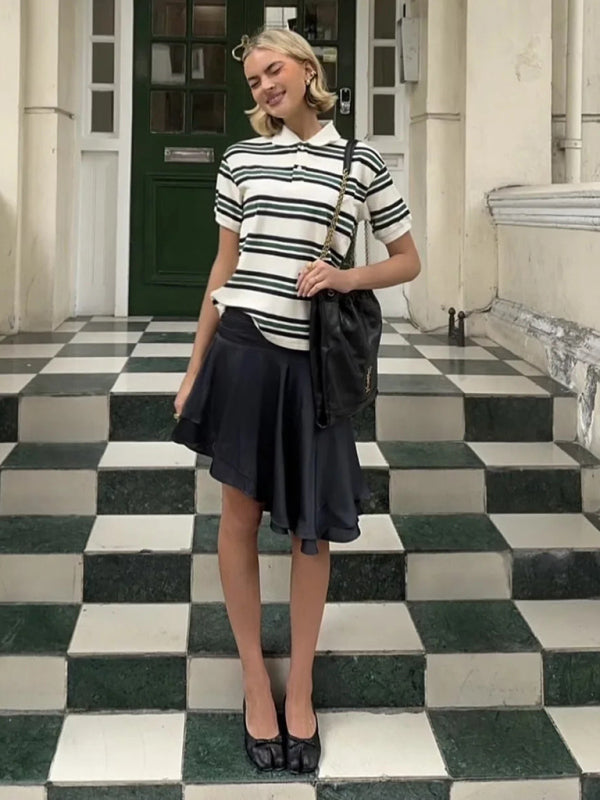 Polos - Casual Striped Polo Shirt for Women