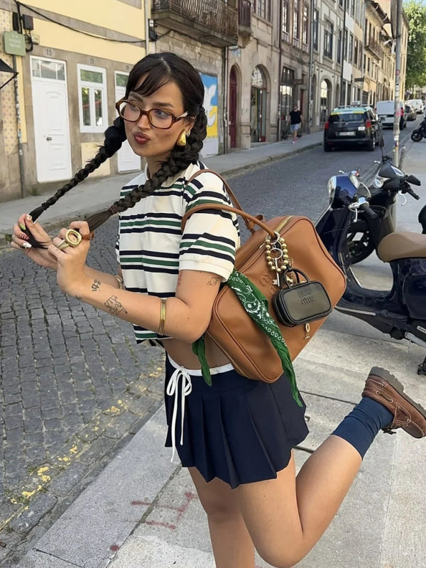 Polos - Casual Striped Polo Shirt for Women