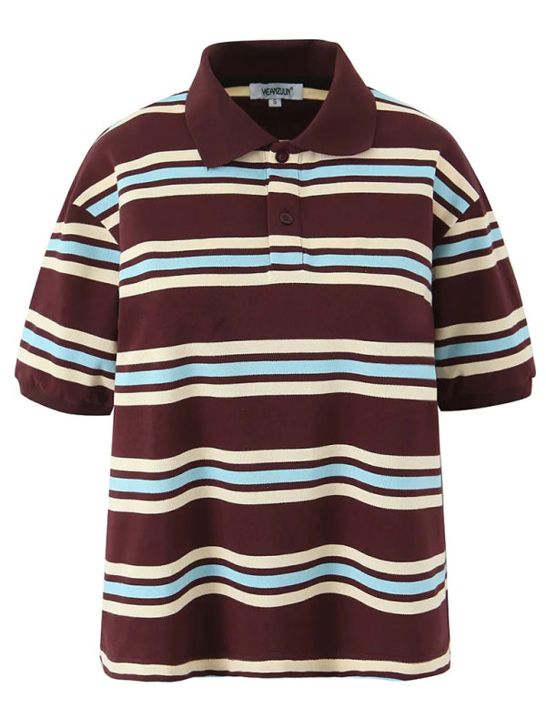 Polos - Casual Striped Polo Shirt for Women