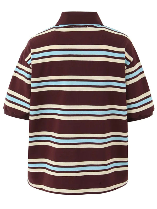 Polos - Casual Striped Polo Shirt for Women