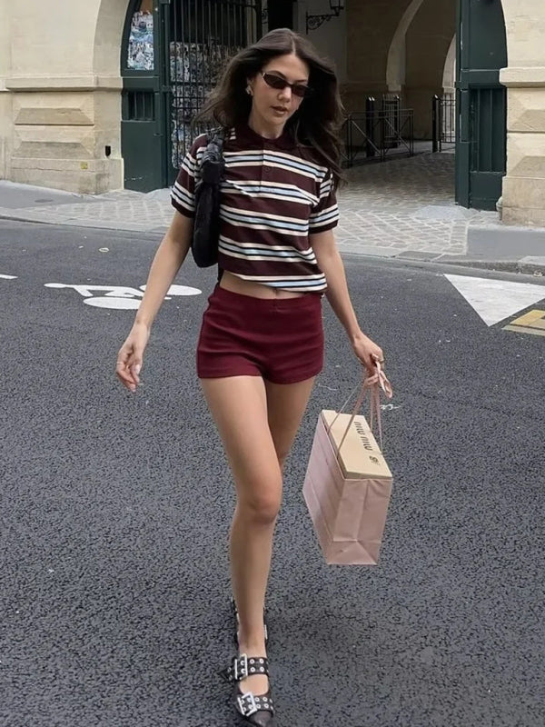 Polos - Casual Striped Polo Shirt for Women