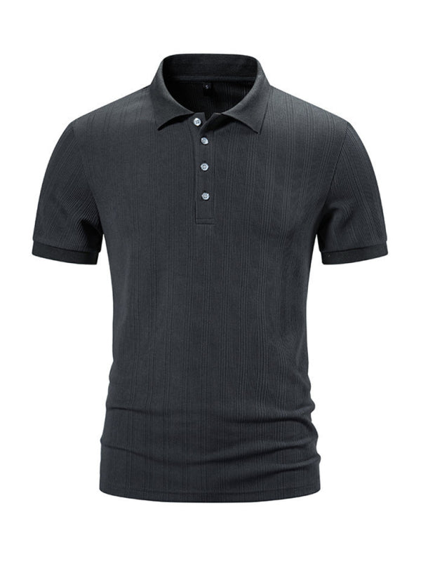 Polos- Textured Polo Shirt for Men's Everyday Wear- Charcoal grey- Pekosa Women Fashion