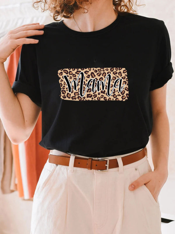 Print Tees - Mama Leopard Print Black Tee โ Perfect Match!