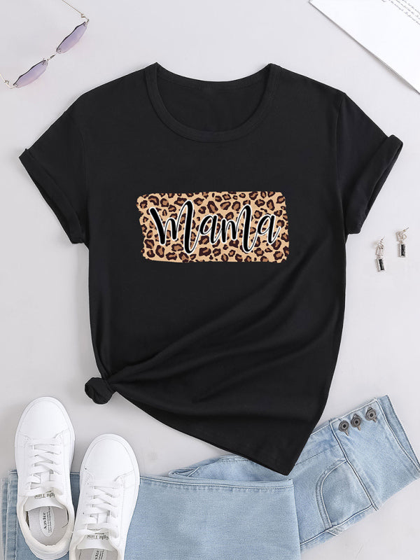 Print Tees - Mama Leopard Print Black Tee โ Perfect Match!