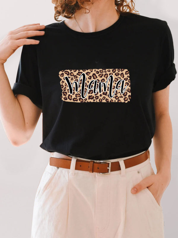 Print Tees - Mama Leopard Print Black Tee โ Perfect Match!