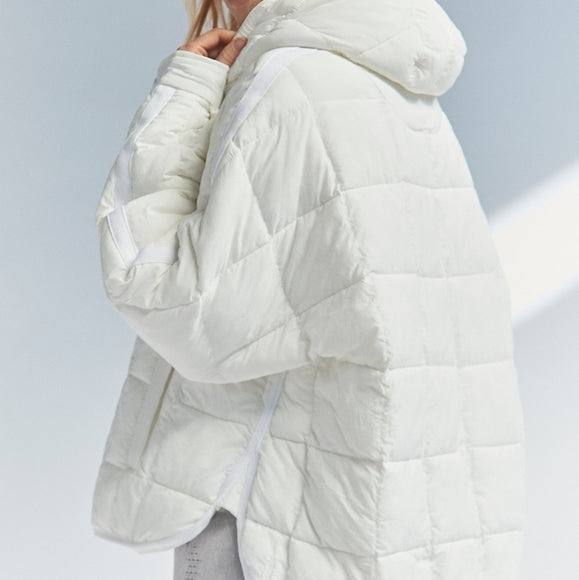 Puffer Jacket- Solid Cotton Hooded Pippa Packable Puffer Jacket- - Pekosa Women Clothing