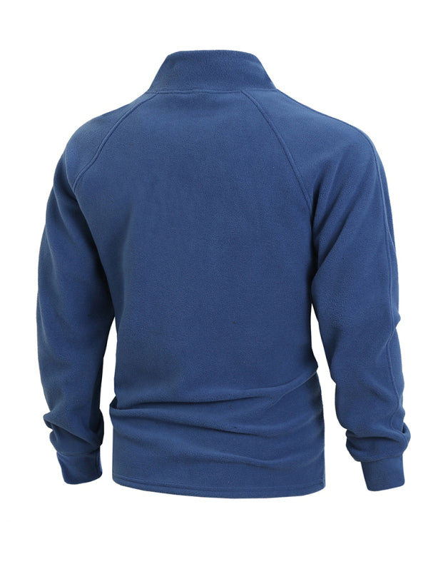 Pullovers - Men's Fleece Pullover - Half-Zip Sweatshirt for Easy Wear