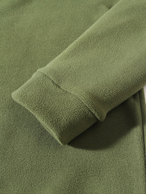 Pullovers - Men's High-Collar Fleece Jacket Zippered Pullover