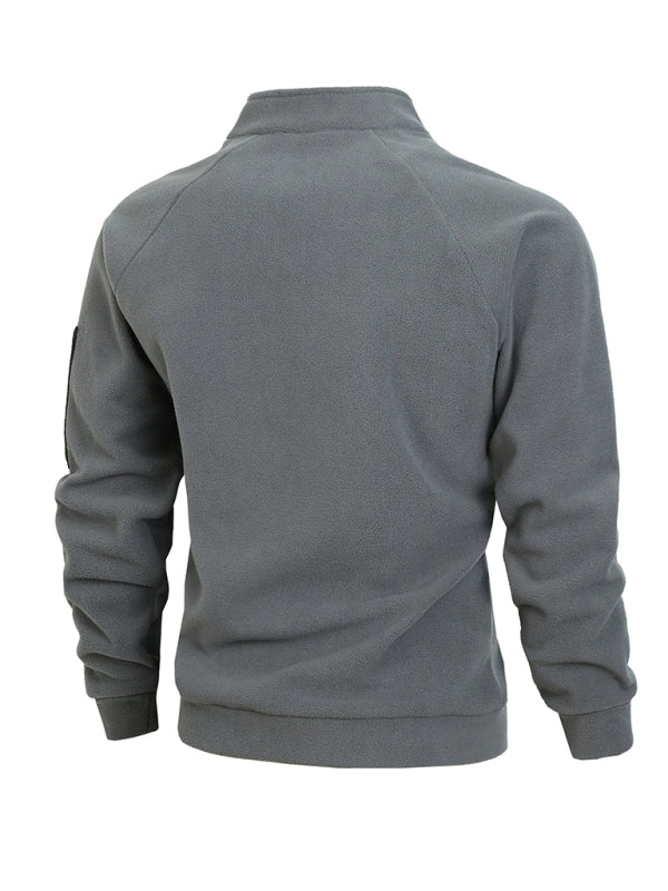 Pullovers - Men's High-Collar Fleece Jacket Zippered Pullover