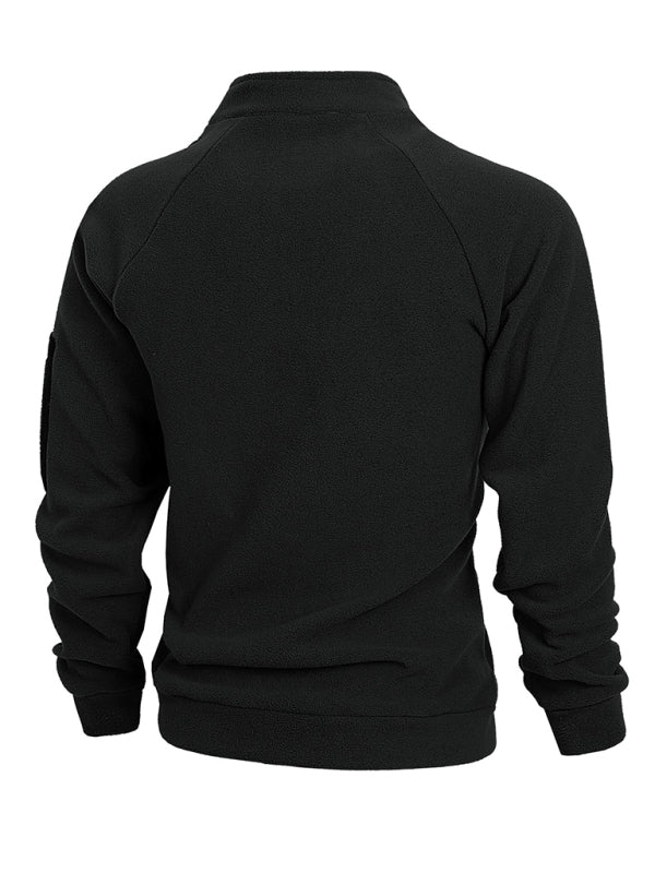 Pullovers - Men's High-Collar Fleece Jacket Zippered Pullover