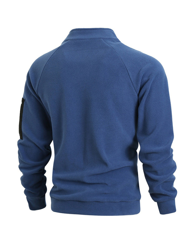 Pullovers - Men's High-Collar Fleece Jacket Zippered Pullover