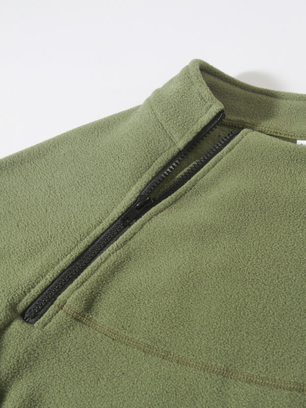 Pullovers - Men's High-Collar Fleece Jacket Zippered Pullover