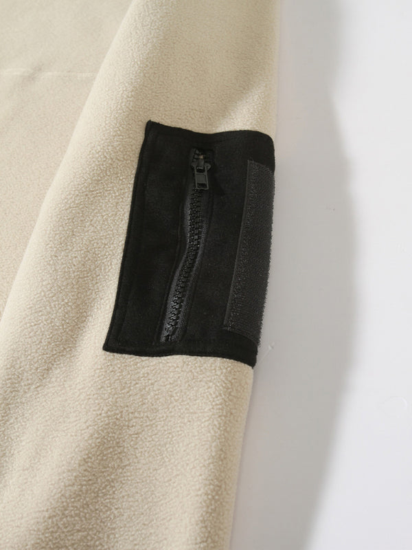 Pullovers - Men's High-Collar Fleece Jacket Zippered Pullover