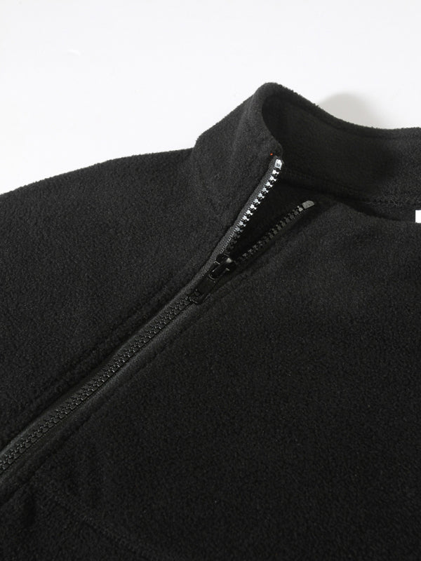 Pullovers - Men's High-Collar Fleece Jacket Zippered Pullover