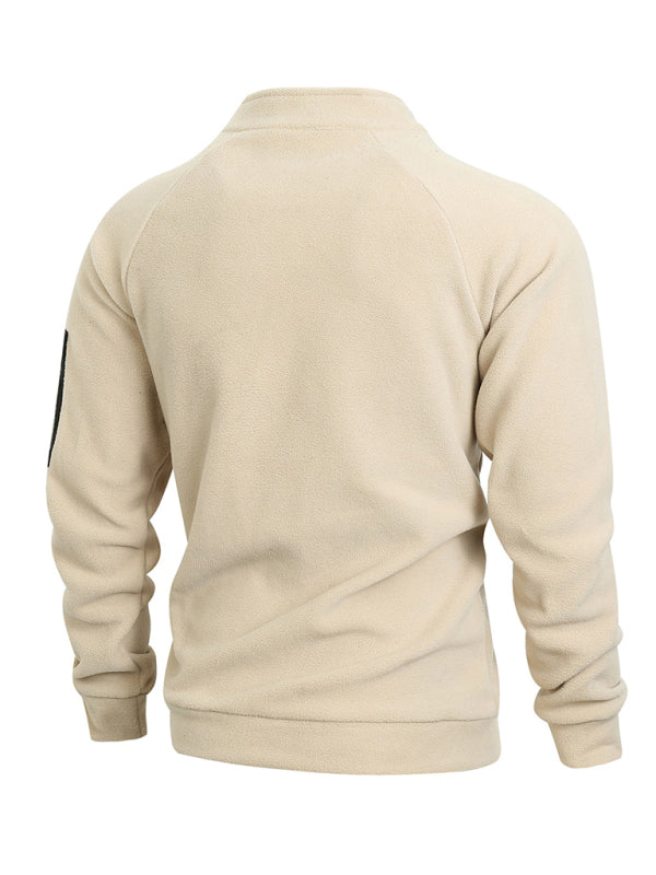 Pullovers - Men's High-Collar Fleece Jacket Zippered Pullover