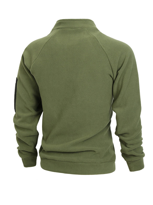 Pullovers - Men's High-Collar Fleece Jacket Zippered Pullover