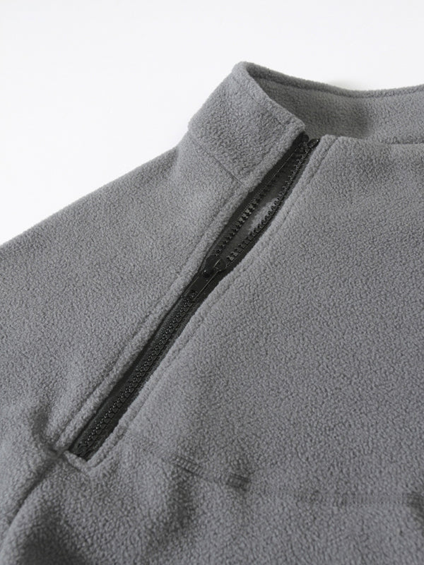 Pullovers - Men's High-Collar Fleece Jacket Zippered Pullover