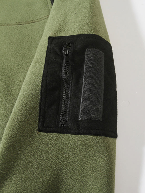 Pullovers - Men's High-Collar Fleece Jacket Zippered Pullover