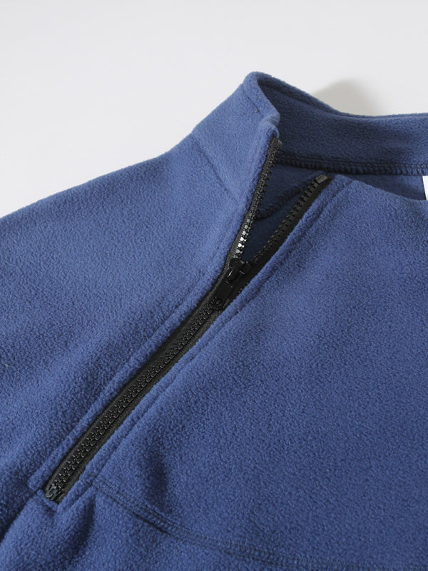 Pullovers - Men's High-Collar Fleece Jacket Zippered Pullover