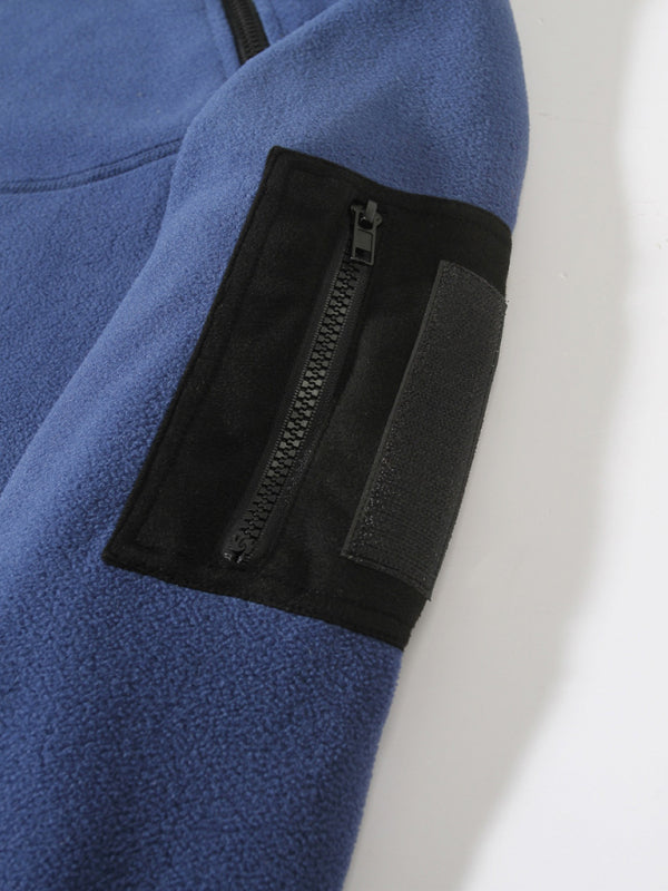 Pullovers - Men's High-Collar Fleece Jacket Zippered Pullover