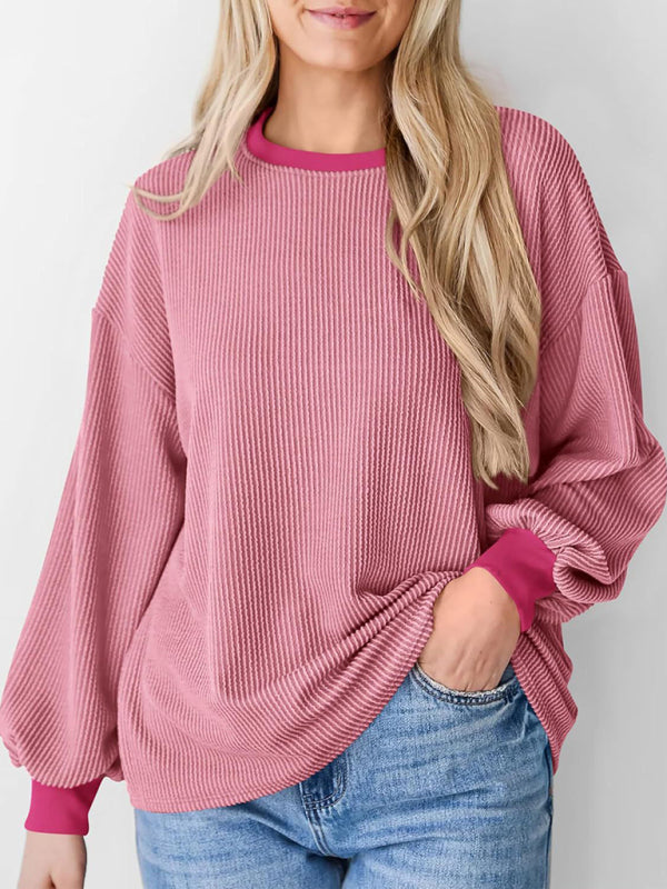 Pullovers - Oversized Ribbed Pullover – Essential Casual Wear for Women