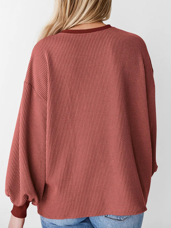 Pullovers - Oversized Ribbed Pullover – Essential Casual Wear for Women