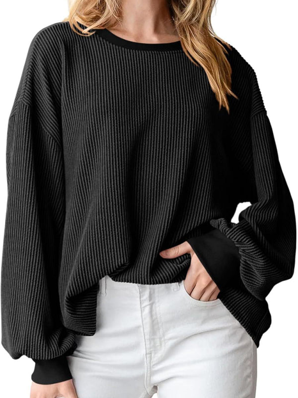 Pullovers - Oversized Ribbed Pullover – Essential Casual Wear for Women
