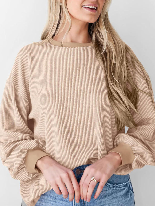 Pullovers - Oversized Ribbed Pullover – Essential Casual Wear for Women