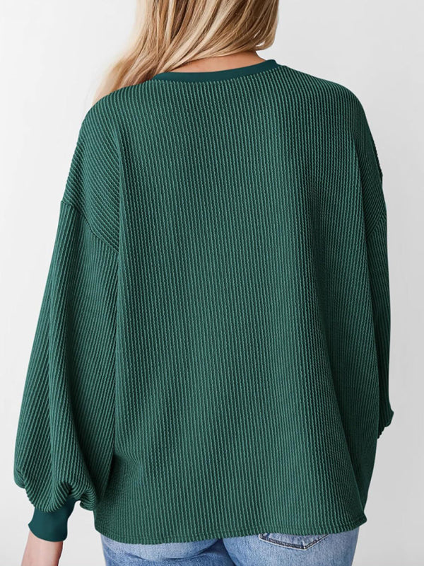 Pullovers - Oversized Ribbed Pullover – Essential Casual Wear for Women